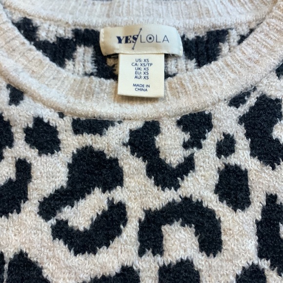 Yes Lola size XS animal leopard print sweater soft comfy beige black EUC - Picture 2 of 8